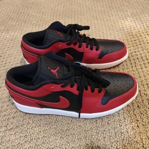 Nike Air Jordan 1 Red and Black Bred Low Sneakers